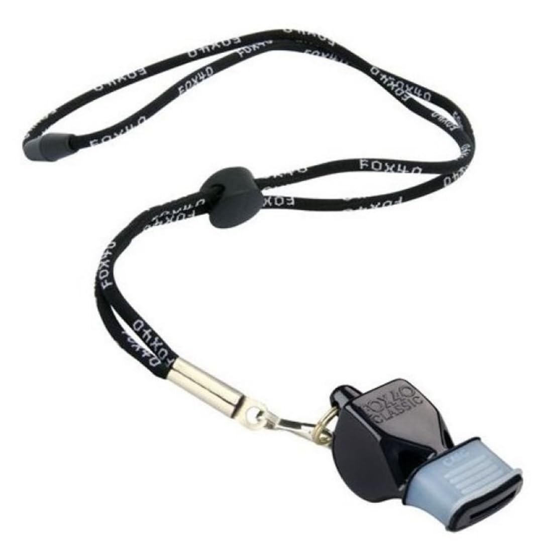 Fox 40 Classic CMG Official Whistle with Break Away Lanyard (Black)