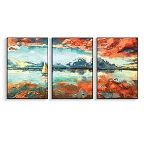 Framed Canvas Wall Art for Living Room, Bedroom Abstract Paintings Canvas Prints for Home Decoration Ready to Hanging - 16"x24"x3 Panels