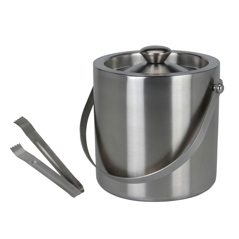 Stainless Steel Insulated Ice Bucket With Tongs Lid 1.5Ltr