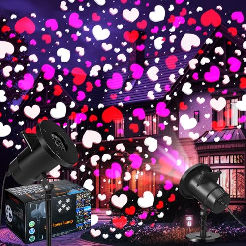 Photo 1 of Lingvee Holiday Projector Light with 1 Film (4 Style) Slides LED Projector Lights Outdoor Reflectors Waterproof Landscape Decorative Lighting Projection Lamp for Party(Valentine)