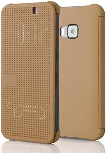 Luxury HTC Desire 830 Case Cover,HIQUE Ultra Slim Dot View Case Folio Flip Smart Displaying Multi-Function Cover For HTC 830 Gold