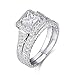 LAVUMO Women Wedding Engagement Bridal Set Rings Princess Cut Cubic Zirconia Her Band