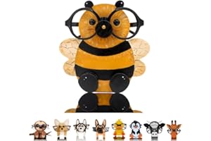 KhuaArt Newsukie,Wooden Animal Glasses Holder - Cute Cute Eyeglasses Stand,Carving Sunglasses Eyeglass Display Stand,Newsukie Creative Gift Glasses Holder for Desk (Bee)