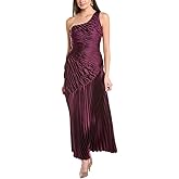 Taylor Women's Sleeveless One Shoulder Asymmetrical All Over Pleated Midi Gown