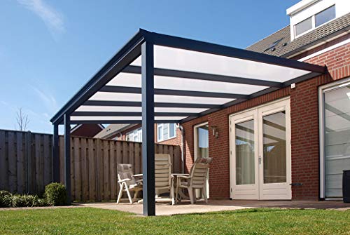 Acrylshop24 Terrassendach Terrassenüberdachung Bosco Bausatz mit Alu-Unterkonstruktion, Regenrinne und Montagematerial…
