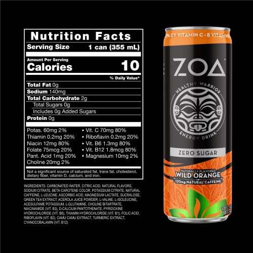 ZOA SugarFree Energy Drink Variety Pack 12 Fl Oz (Pack of 36