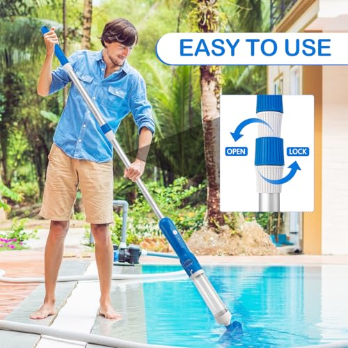 Pool Vacuum Cleaner with Battery, 3 in 1 Portable Pool Vacuum with Telescopic Handle, Wireless Pool Vacuum for Small Pools, Spas, Hot Tubs