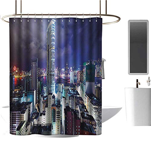 Qenuan Camper Shower Curtain City Downtown In Hong Kong Urban View