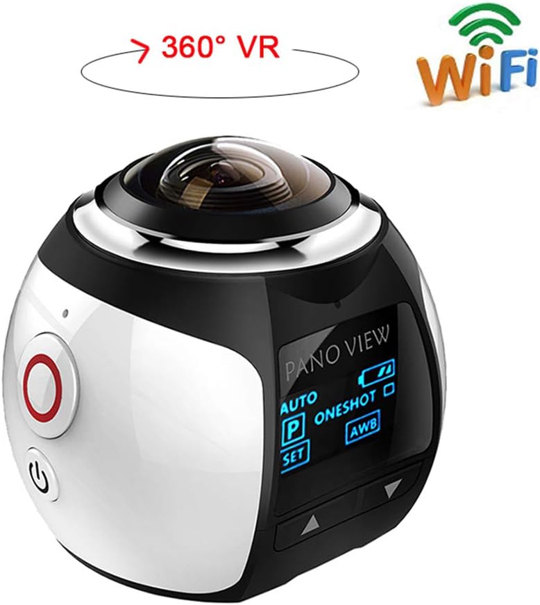 Sports Driving Camera 360 Degree Camera VR 4K Wifi Video Mini Panoramic HD Panorama Action 30m Waterproof,White