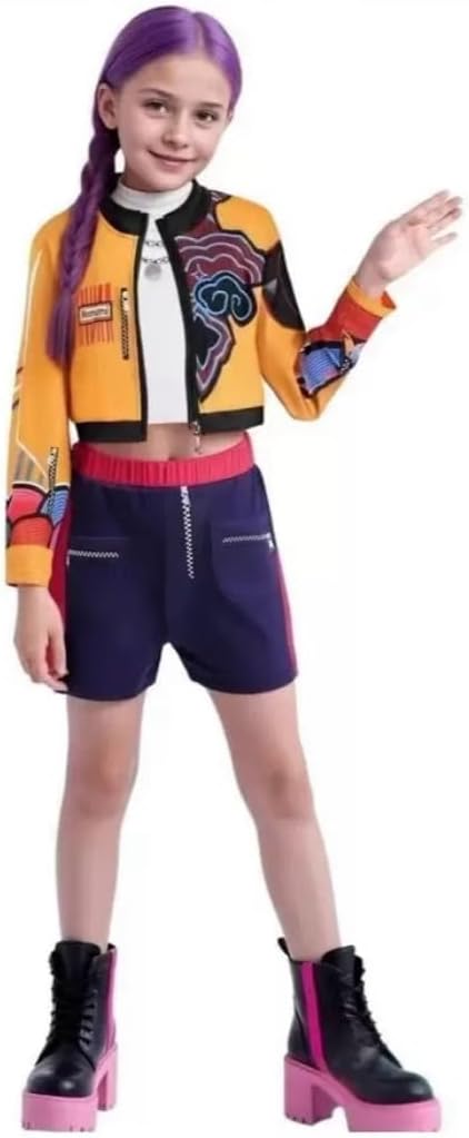 Wogreenmo Girls and boy Halloween Costume, Top and Pants Set, for Cosplay Events and Parties, Ages 7-8 Years