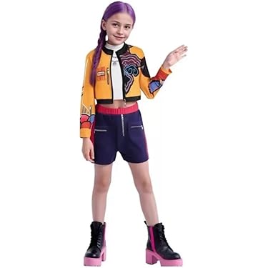 Rumi Mira Demon Hunters Cosplay Outfit Kids Pop Singer Kostuum Voor Halloween Carnaval Feest Podium Performance 140 Cm 2708837401