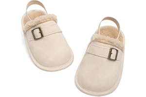 Miamooi Baby Boys Girls Suede Clogs Adjustable Lightweight Sandals Non Slip Newborn House Slippers Prewalk Crib Shoes 0-18 Months