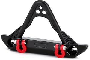 INJORA RC Front Bumper 1/24 Metal Bumper with Lights for SCX24 Gladiator Bronco JLU Deadbolt C10 B17 Axial Upgrade Parts（A）