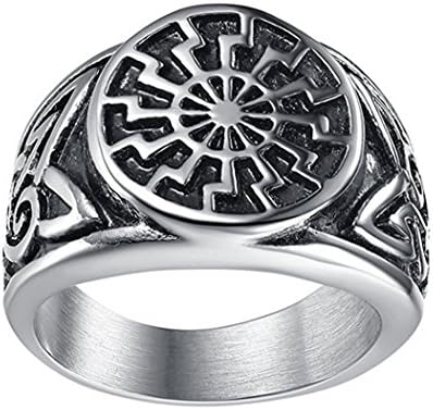 KKGAI Men's Stainless Steel Sun Star Celtic Knot Ring
