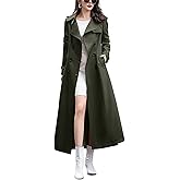 chouyatou Women's Fall Dressy Office Double Breasted Maxi Long Trench Coat Overcoat