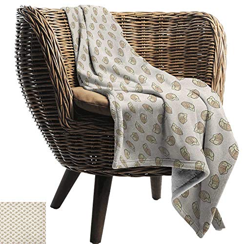 Sunnyhome Waffle,Weave Pattern Extra Long Blanket,Delicious Breakfast Food with Creamy Sweet Topping Dessert Cooking Illustration 60"x50",Super Soft and Comfortable,Suitable for Sofas,Chairs,beds