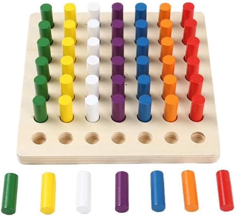 Uteruik Montessori Educational Games Wooden Cylinder Socket Blocks Sticks Kids Preschool Learning Toys for Children