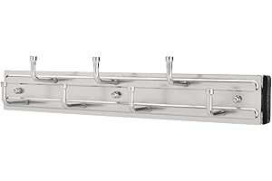 Rev-A-Shelf 12" Pull Out Closet Organization Rack for Belts, Ties and Scarves, Accessories Storage Hanger with Mounting Hardware, Chrome, BRC-12CR