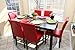 LIFE Home 7 pc Red Leather 6 Person Table and Chairs red Dining Dinette - Red Parson Chair