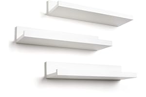 Americanflat 14" Floating Shelves for Wall - Set of 3 - Made of Engineered Wood with Lipped Ledge - Floating Wall Shelves for Bedroom, Bathroom, Kitchen, Office, and Living Room - White