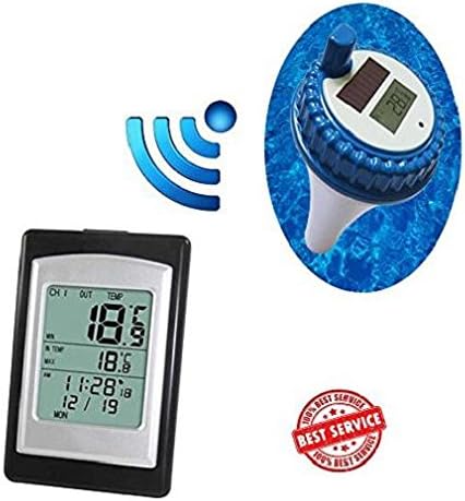 Wireless Pool Thermometer, UKINDA Floating Solar Rechargeable Thermometer for Pool, Spa, bathtub, fishpond. (Black)