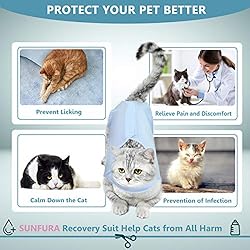 SUNFURA Cat Recovery Suit, Cat Onesie for Cats
