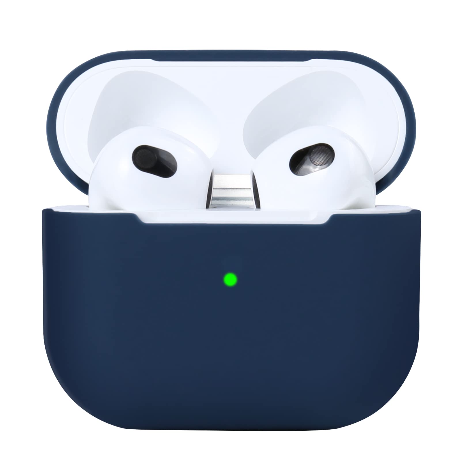 AKABEILA Compatible with AirPods 3 Case One Piece Soft Silicone Cute Cover for Air Pod 3rd Generation 2021 Shockproof Protective Support Wireless Charging Front LED Visible