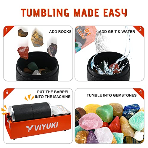 VIYUKI Professional Rock Tumbler Kit Double Drum 6LB Lapidary