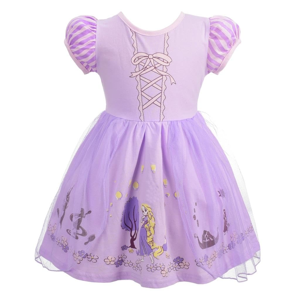 Lito Angels Princess Rapunzel Tulle Dress Up Costume for Kids Girls, Cotton Outfit Casual Wear, Age 18-24 Months, Purple 197