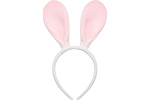 ODOCARE Bunny Ears Headband, Cute Rabbit Ears for Easter Halloween Party Accessories,Kids Boys Girls Women Costume(white)