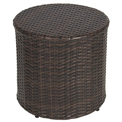 Best Choice Products Outdoor Wicker Rattan Barrel Side Table Patio