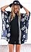 Women's Floral Printed Kimono Cardigan Cotton Long Blouse Loose Tops Outwear (Medium, Deep Blue)