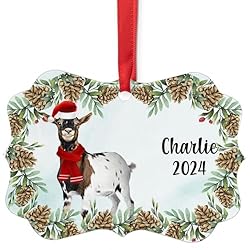 White Brown Pygmy Goat Christmas Ornament 2024