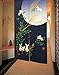 LIGICKY Japanese Doorway Curtain Noren Cute Rabbit Under Moon Decoration Blue 33x59inch