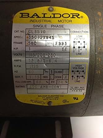 Baldor CL3510 General Purpose AC Motor, Single Phase, 56C