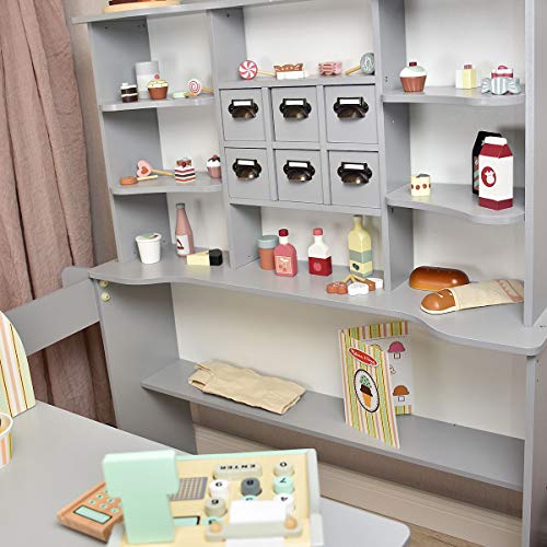 roba Kaufladen aus Holz - Großer Kaufmannsladen für Kinder - Marktstand (grau/weiß) – Bild 4