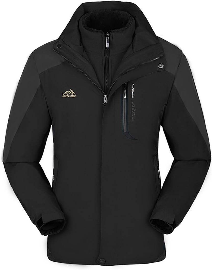 Women's&Men's Windproof Softshell Fleece Waterproof Ski Jacket 3 in 1 Outdoor Sports Coat（WM168）