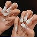 Extra Long Fake Nails White Clear Moo Square Top Lady False Nails Dandelion Flower Decor Z473