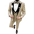 Wangyue Mens Tuxedo Suit Set 3 Piece Wedding Tuxedos for Men Slim Fit Prom Suits Double Breasted Groom Tux with Bow Tie
