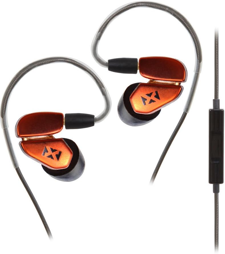 NVX in-Ear Headphones [Earbuds] with Removable Cable, in-line Microphone for iPhone and Android Phones, Sunset Orange [IE3RC]