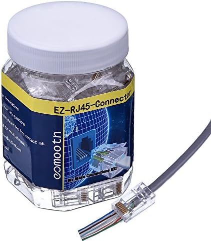 Platinum eSmooth 100 Pack EZ RJ45 Cat6 Crimp Connector Cat5E Cat5 Gold-Plated Ethernet Network Cable Plug Modular Crystal 8P8C