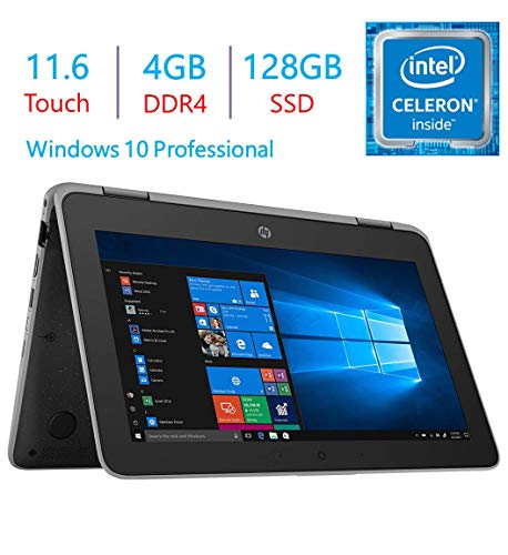 HP Business ProBook x360 11 G3 EE 11.6-inch Touchscreen 2-in-1 Laptop PC, Intel Quad Core Celeron N4100 Up to 2.4GHz, 4GB RAM SDRAM 128GB SSD, USB Type C, HDMI, Webcam, Bluetooth, Windows 10 Pro