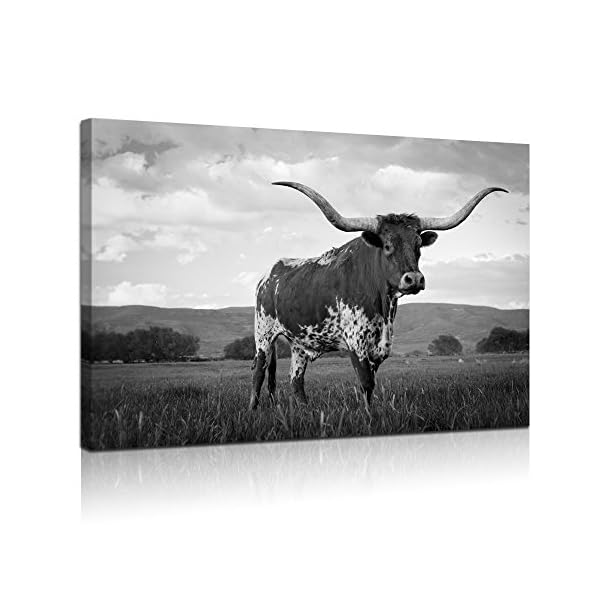 Visual Art Decor Large Animals Canvas Wall Art Texas Longhorn In