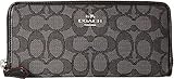 Coach Women's Signature Slim Accordion Zip Wallet, Silver, Black Smoke, Black, OS