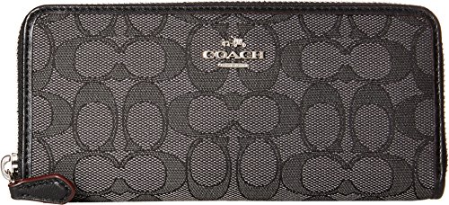 Coach Women's Signature Slim Accordion Zip Wallet, Silver, Black Smoke, Black, OS