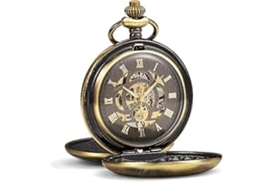 oyeaho Mechanical Pocket Watches for Men, Lucky Dragon and Phoenix, Skeleton Pocket Watch with Chain