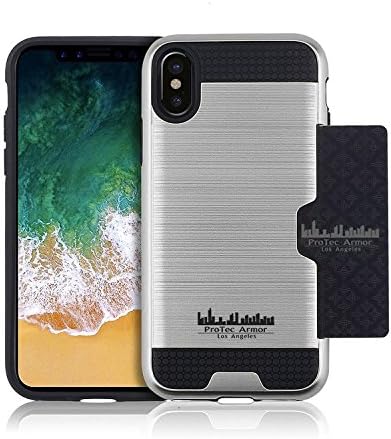 📱iPhone X Wallet Case Apple 2017 series, Slim Credit Card Id Slot Cover Premium Shock Proof Protection Hybrid Dual Layer TPU PC Anti Slip Grip, 4 Colors Black, Rose, Gold and Silver By ProTec Armor