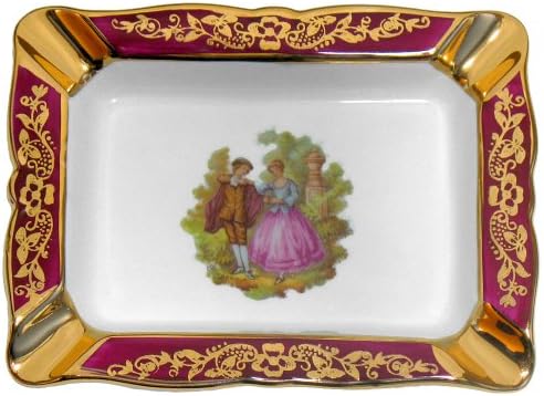 Limoges Porcelain Rectangular Ashtray - 4 x 5.5 Inch