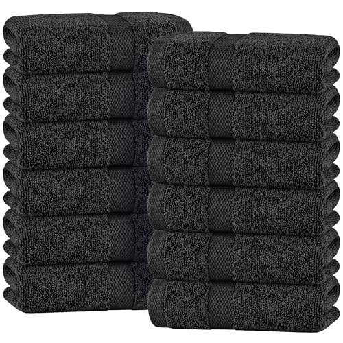White Classic Black Hand Towels