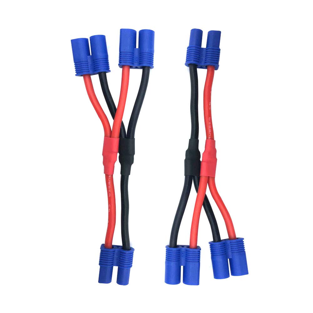 Nuofan 2pcs EC3 Parallel Battery Connector Cable Adapter Extension Y Splitter for RC Quadcopters Multirotors